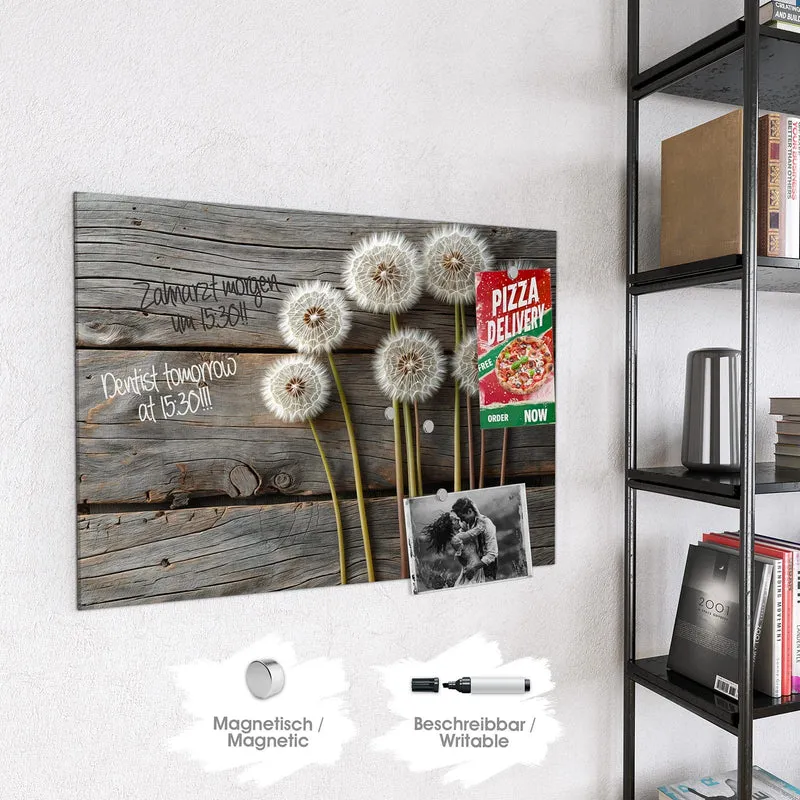 Magnettafel - Pusteblumen auf Holz