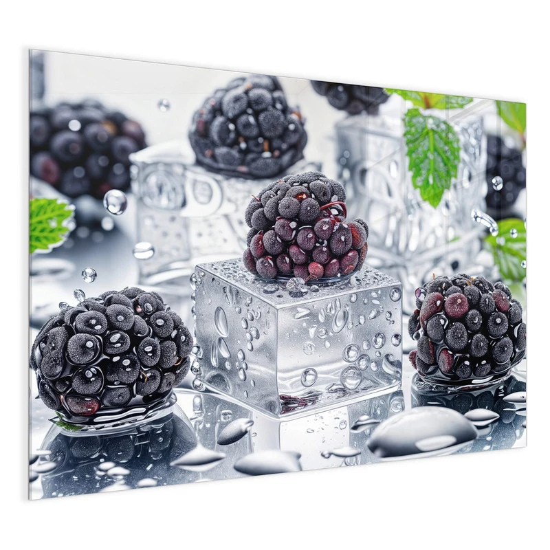 Magnettafel - Brombeeren auf Eis