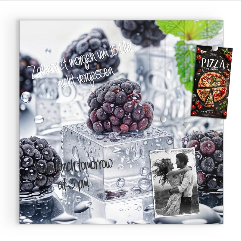 Magnettafel - Brombeeren auf Eis