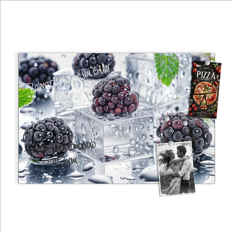 Magnettafel - Brombeeren auf Eis