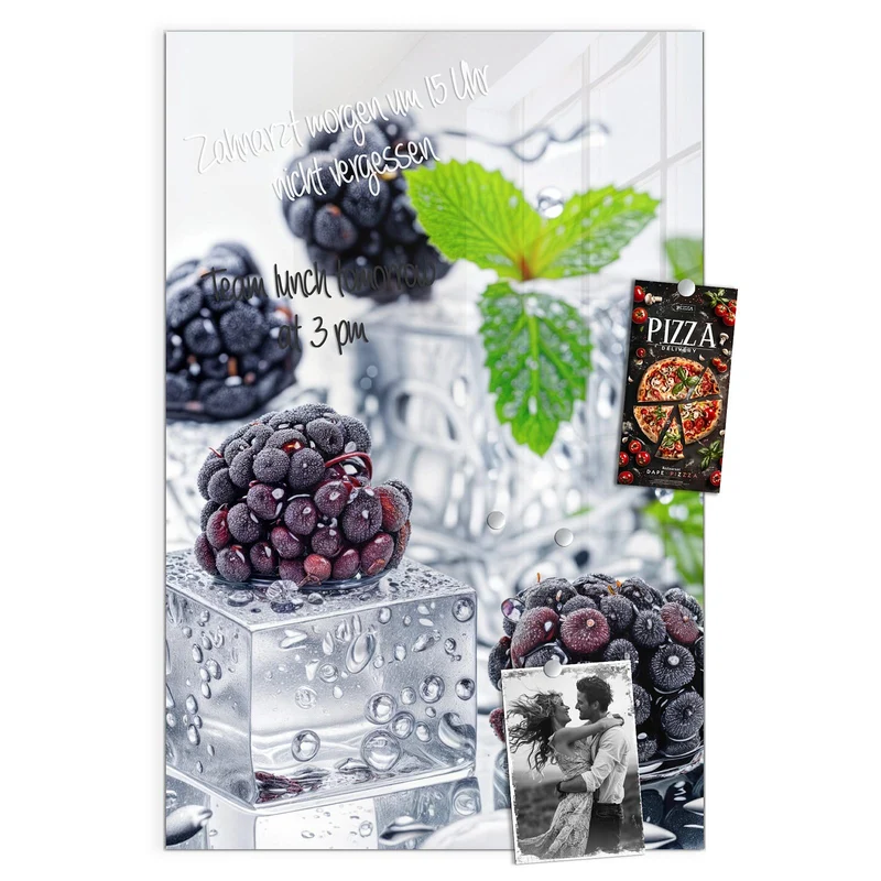 Magnettafel - Brombeeren auf Eis