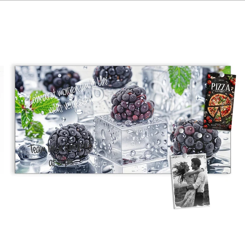 Magnettafel - Brombeeren auf Eis