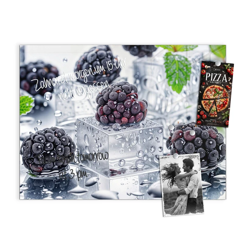 Magnettafel - Brombeeren auf Eis