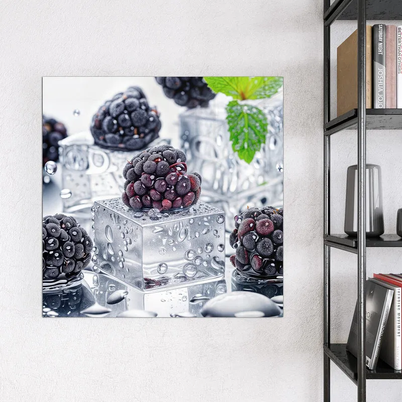 Magnettafel - Brombeeren auf Eis