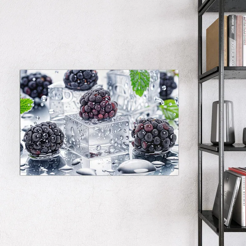 Magnettafel - Brombeeren auf Eis