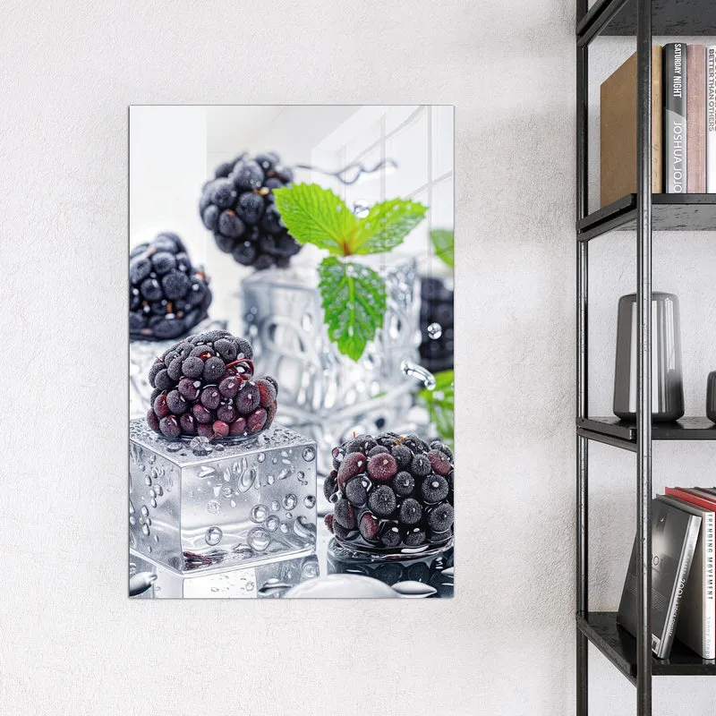 Magnettafel - Brombeeren auf Eis
