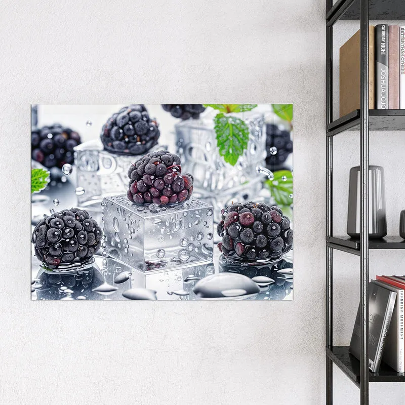 Magnettafel - Brombeeren auf Eis