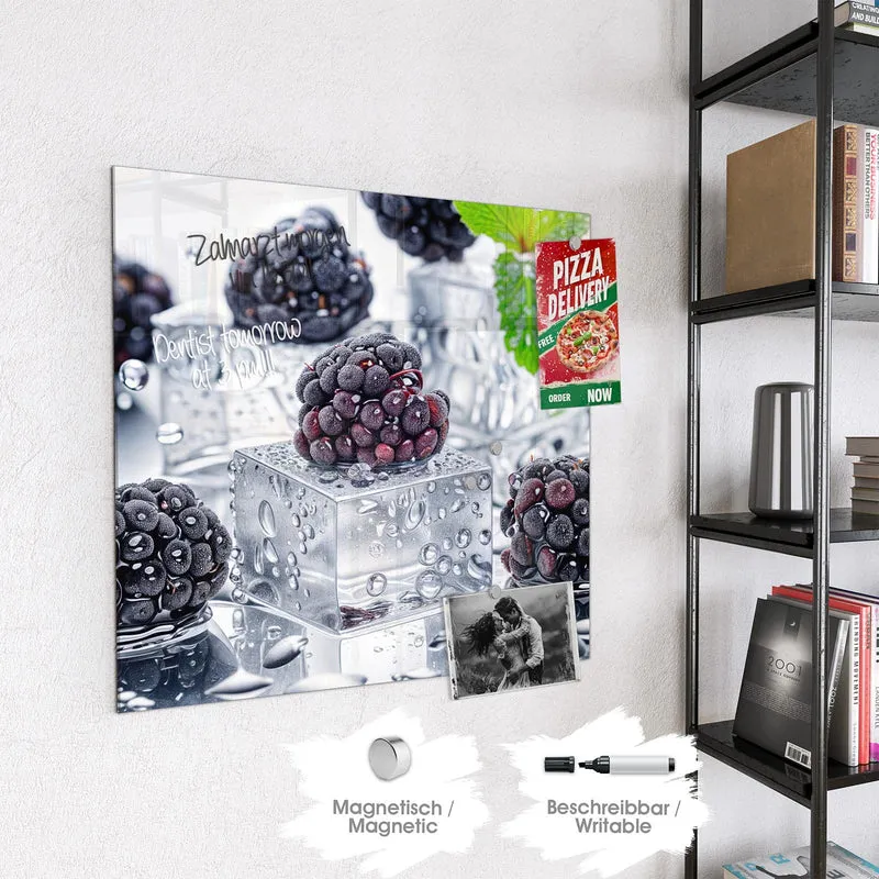 Magnettafel - Brombeeren auf Eis