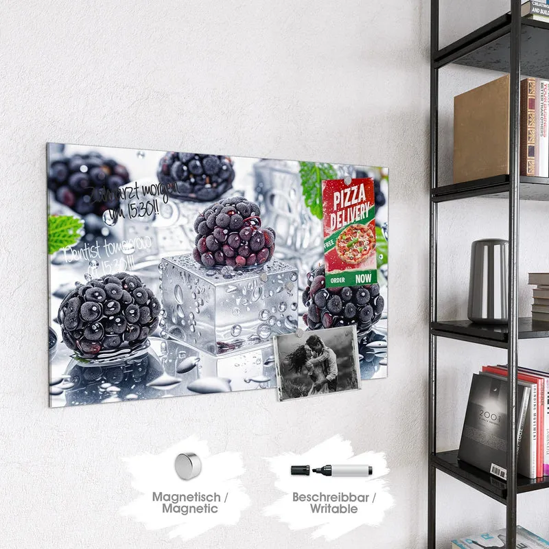 Magnettafel - Brombeeren auf Eis