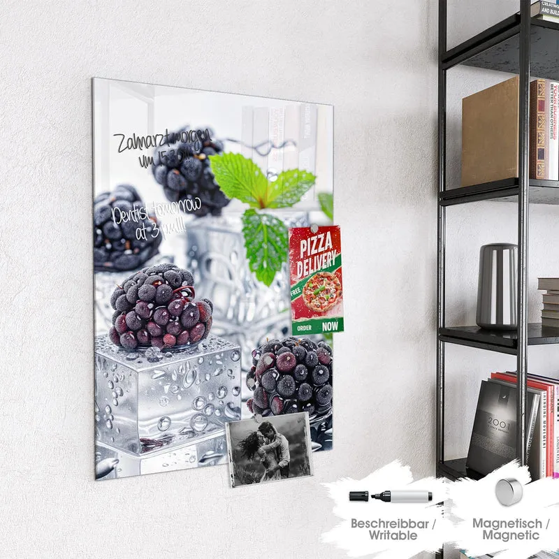 Magnettafel - Brombeeren auf Eis