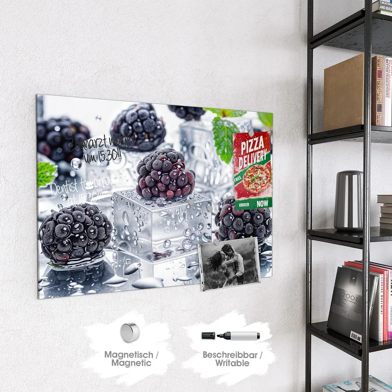 Magnettafel - Brombeeren auf Eis