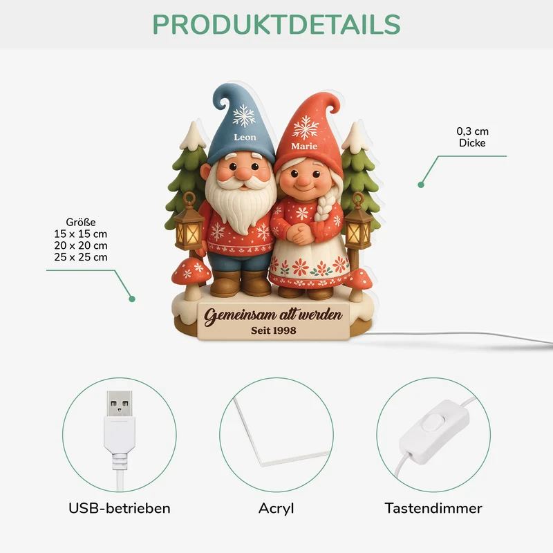 [3D-Optik] Gemeinsam Alt Werden Seit - Personalisierte Geschenke Paare | Lightbox