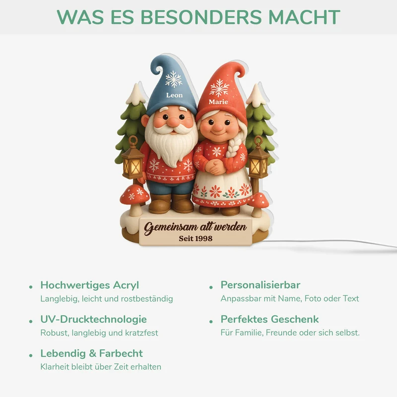 [3D-Optik] Gemeinsam Alt Werden Seit - Personalisierte Geschenke Paare | Lightbox