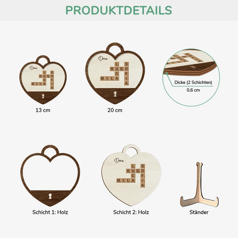 Oma - Personalisierte Kreuzworträtsel Geschenke | Holztafel