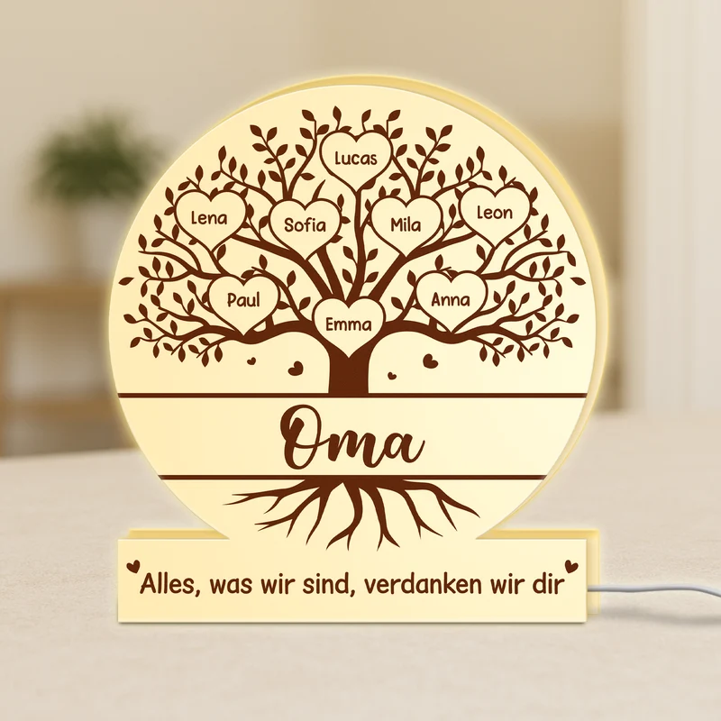 Stammbaum Oma - Personalisiertes Geschenk | Lightbox Mit Namen Oma