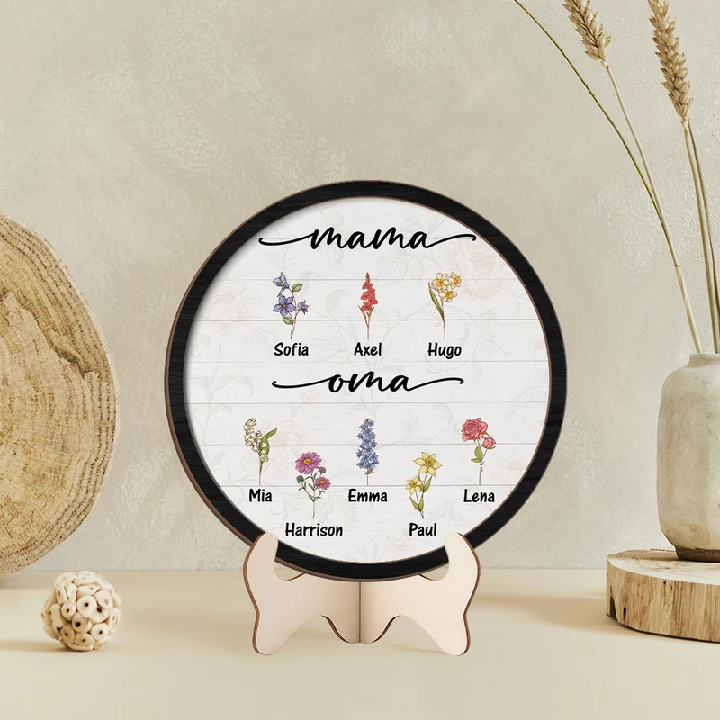 Zuerst Mama Jetzt Oma Blumen - Personalisiertes Geschenk | Holztafel für Oma