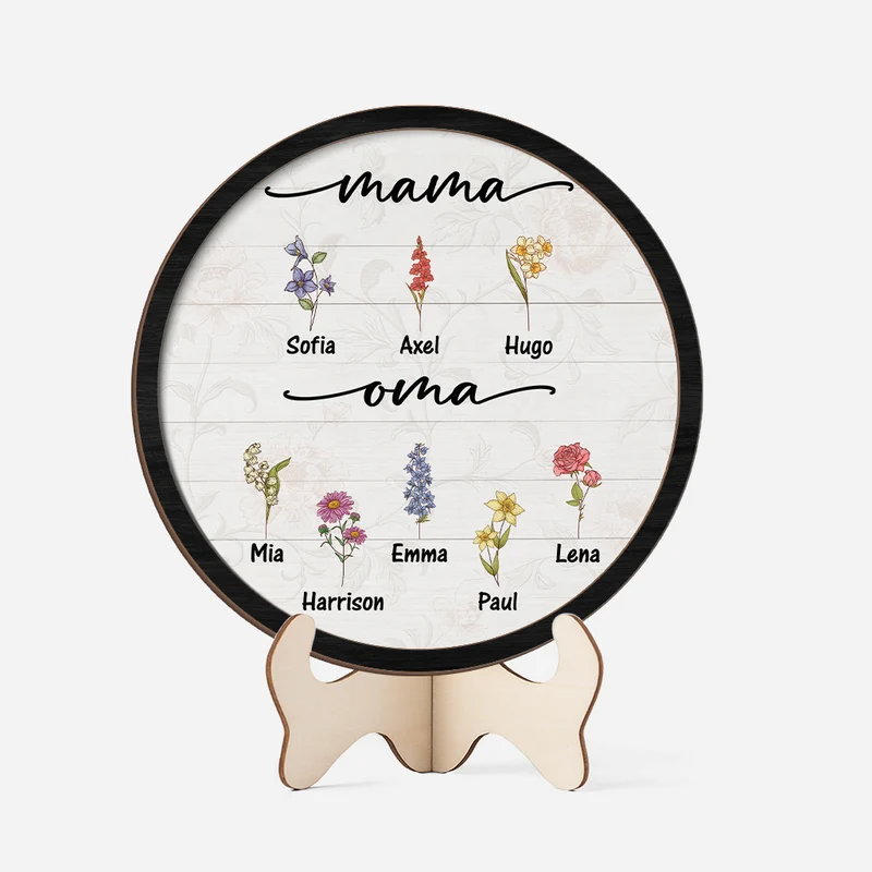 Zuerst Mama Jetzt Oma Blumen - Personalisiertes Geschenk | Holztafel für Oma