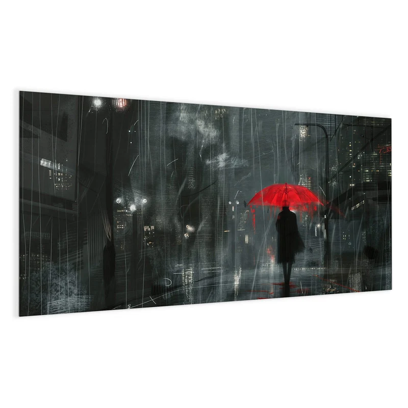Magnettafel - Roter Schirm bei Nacht