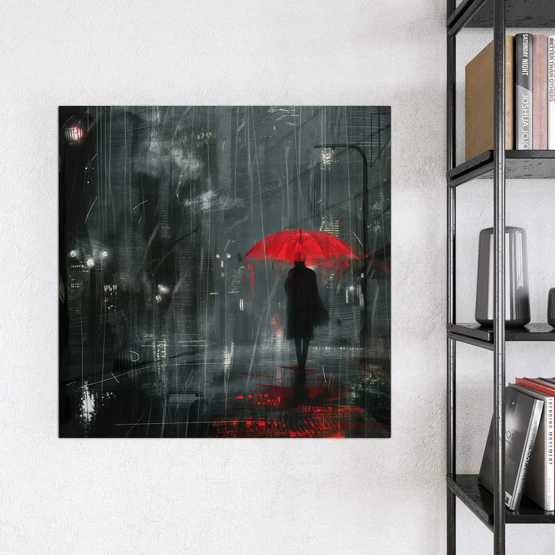 Magnettafel - Roter Schirm bei Nacht