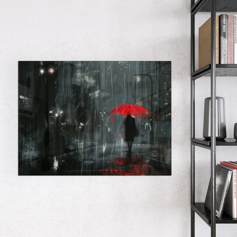 Magnettafel - Roter Schirm bei Nacht