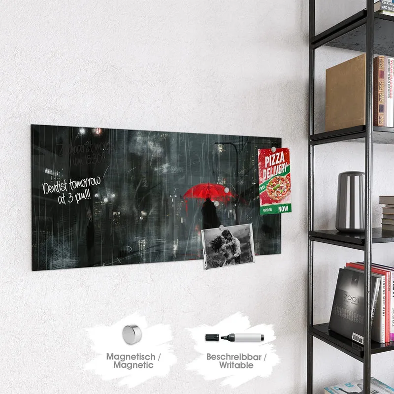 Magnettafel - Roter Schirm bei Nacht