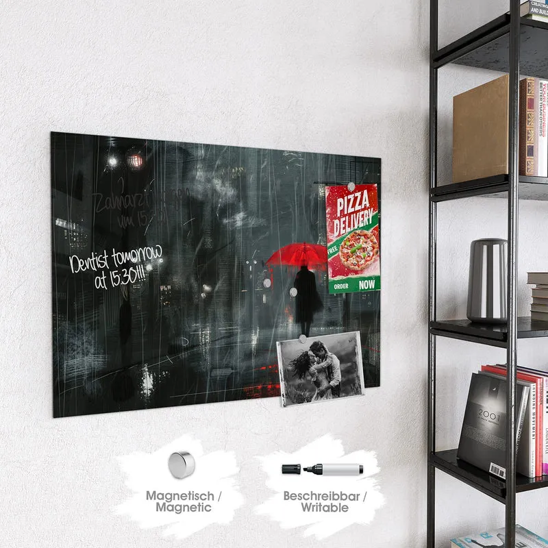 Magnettafel - Roter Schirm bei Nacht