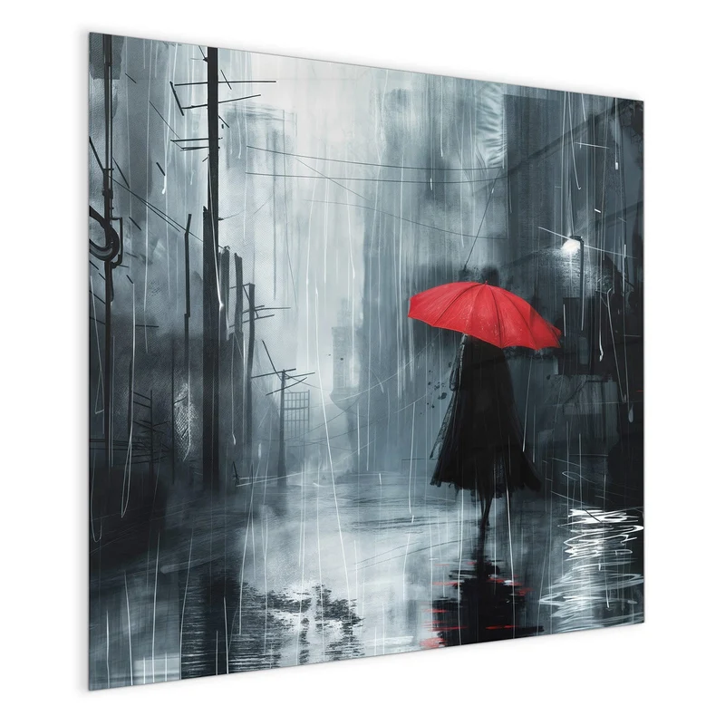 Magnettafel - Roter Schirm im Regen