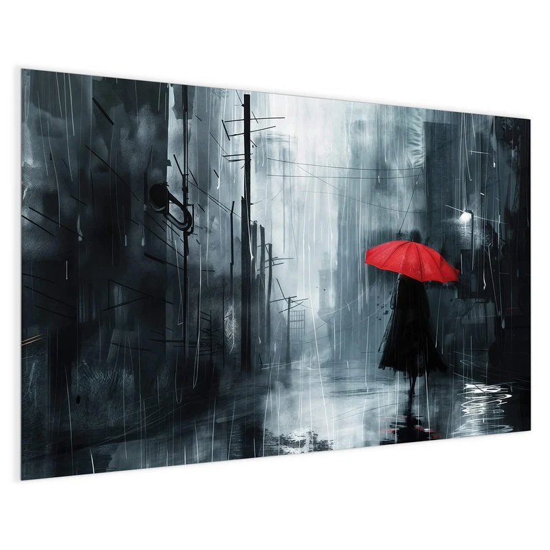Magnettafel - Roter Schirm im Regen