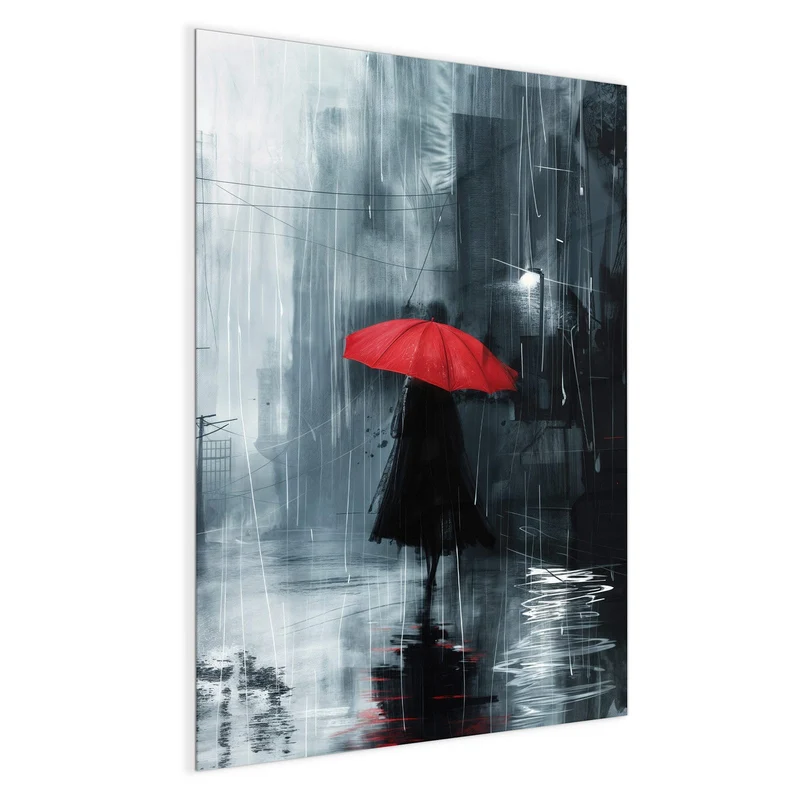 Magnettafel - Roter Schirm im Regen
