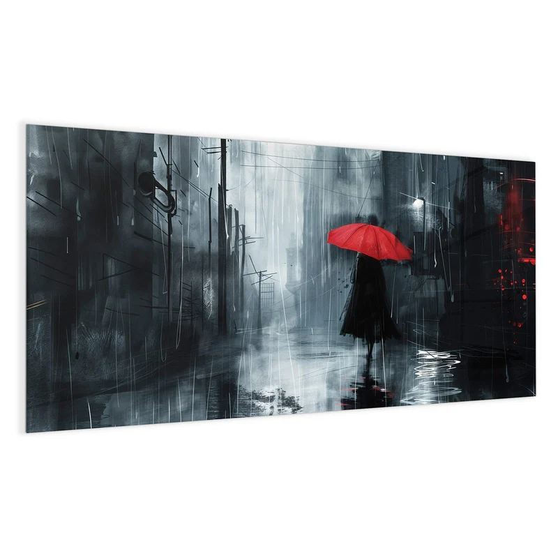 Magnettafel - Roter Schirm im Regen