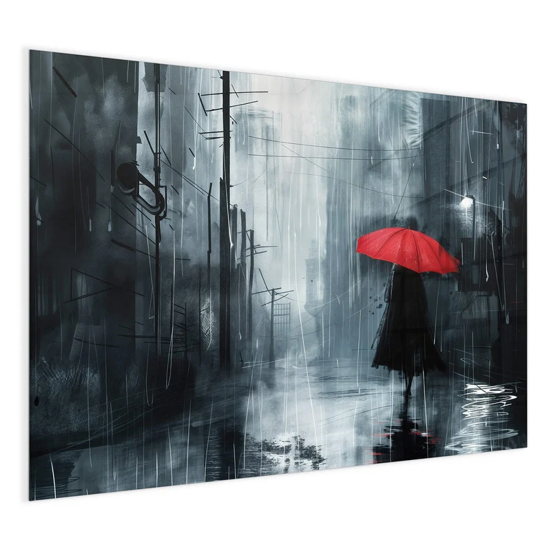 Magnettafel - Roter Schirm im Regen