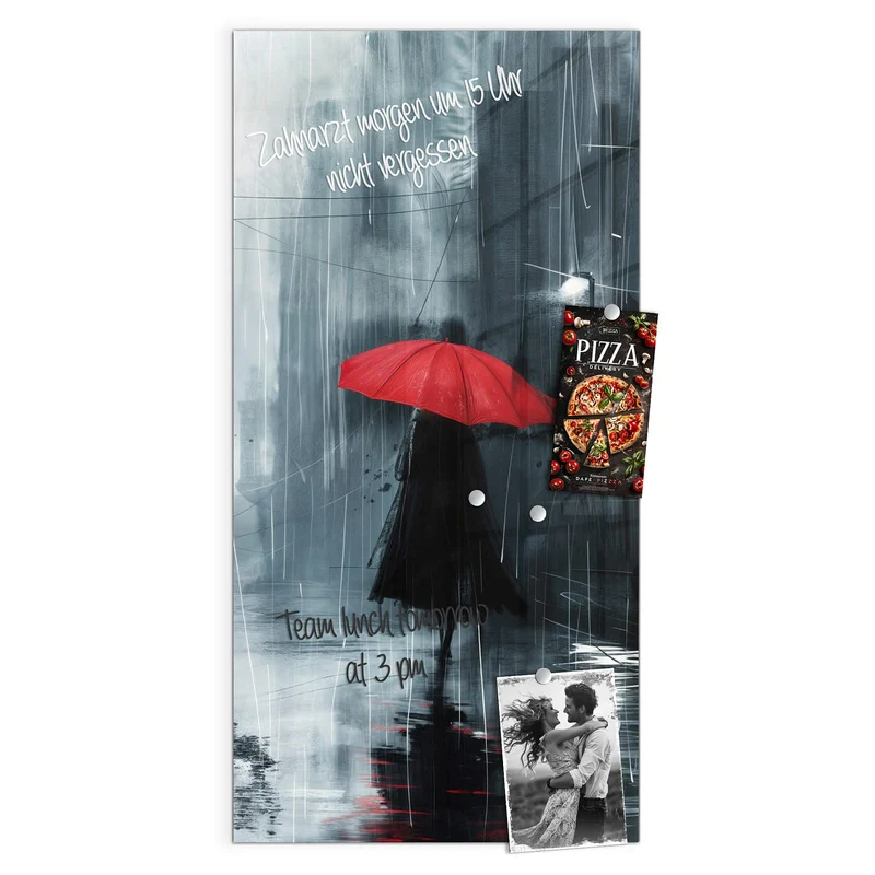 Magnettafel - Roter Schirm im Regen