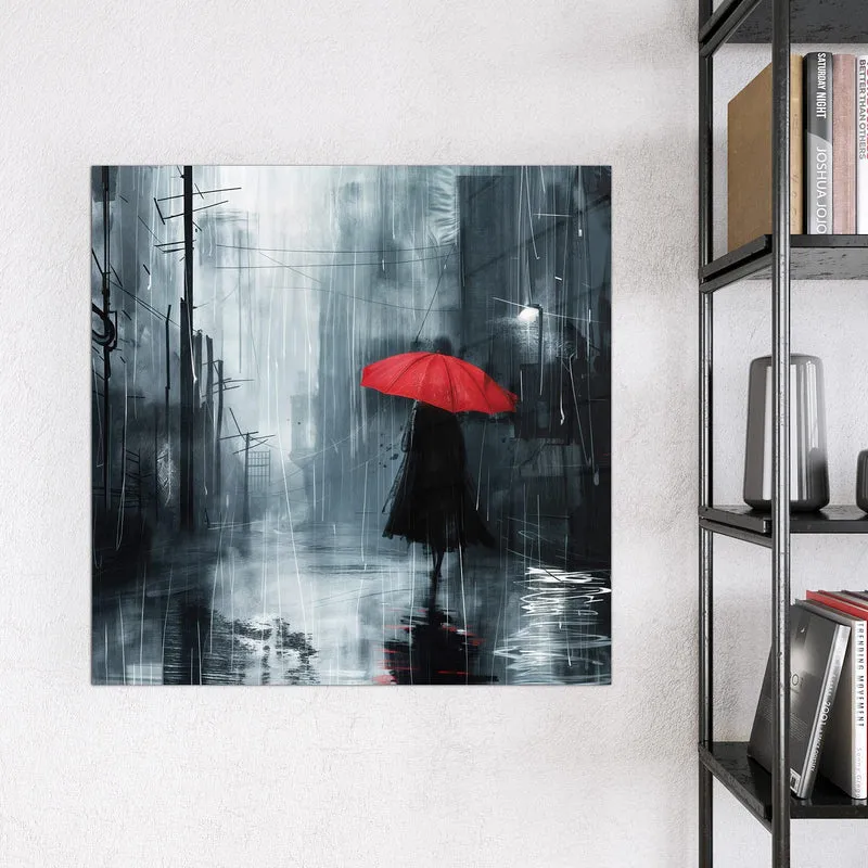 Magnettafel - Roter Schirm im Regen