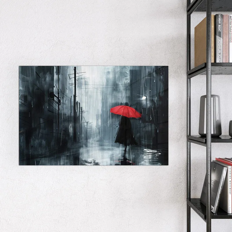 Magnettafel - Roter Schirm im Regen