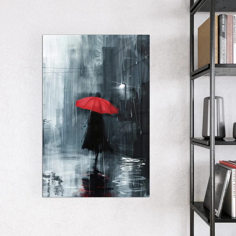Magnettafel - Roter Schirm im Regen