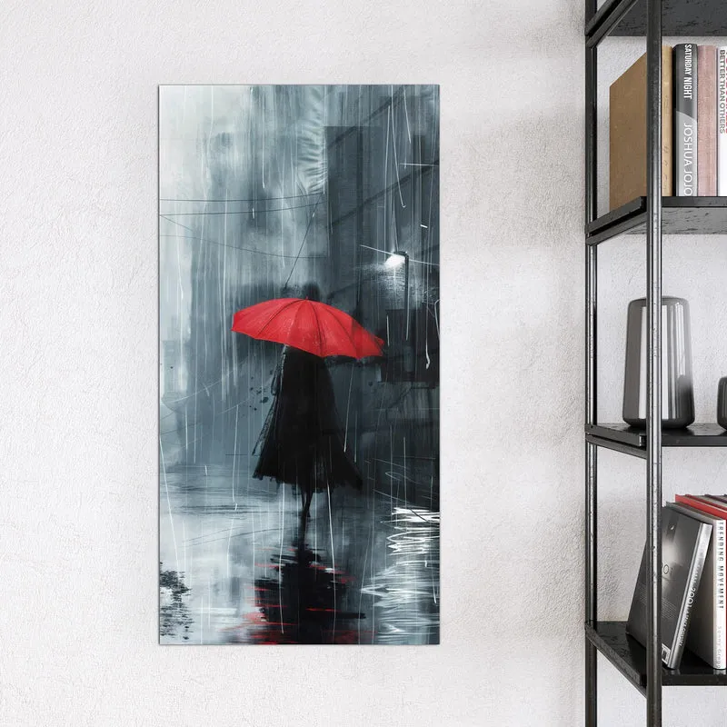 Magnettafel - Roter Schirm im Regen
