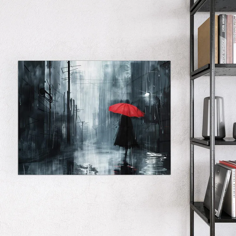 Magnettafel - Roter Schirm im Regen