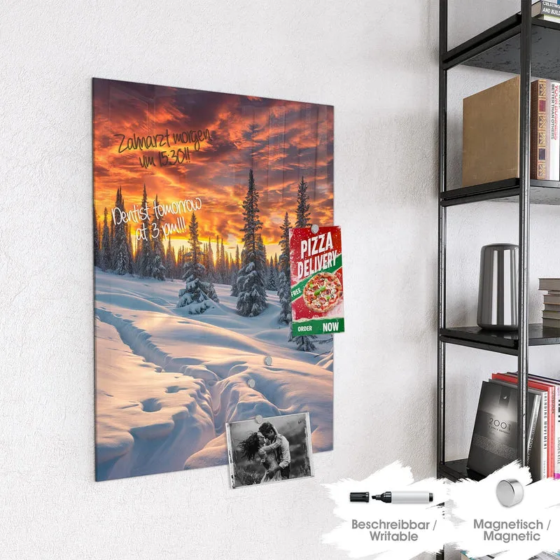 Magnettafel - Schneewehen im Abendrot