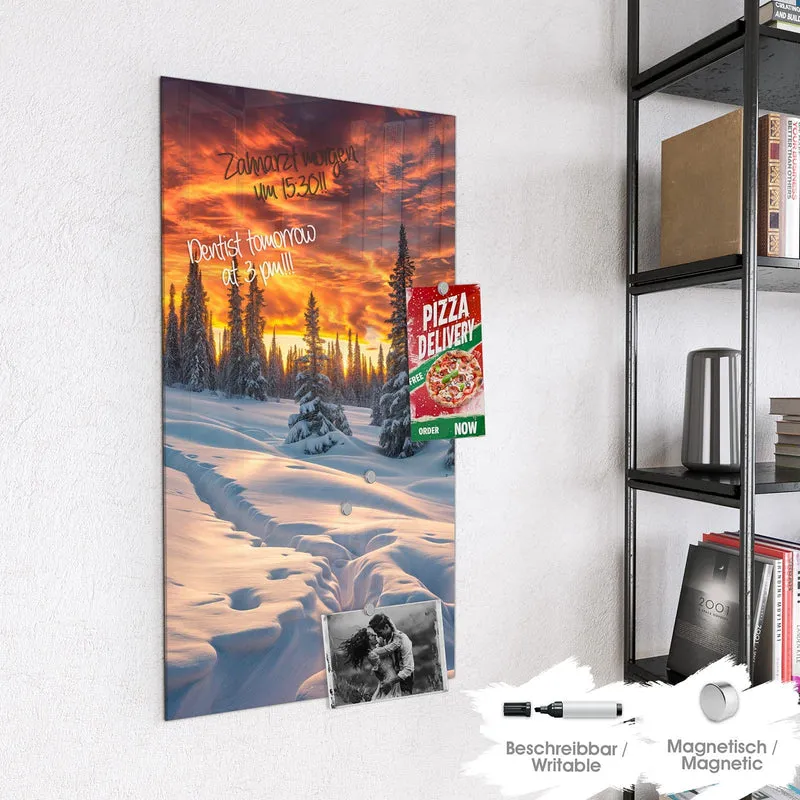 Magnettafel - Schneewehen im Abendrot