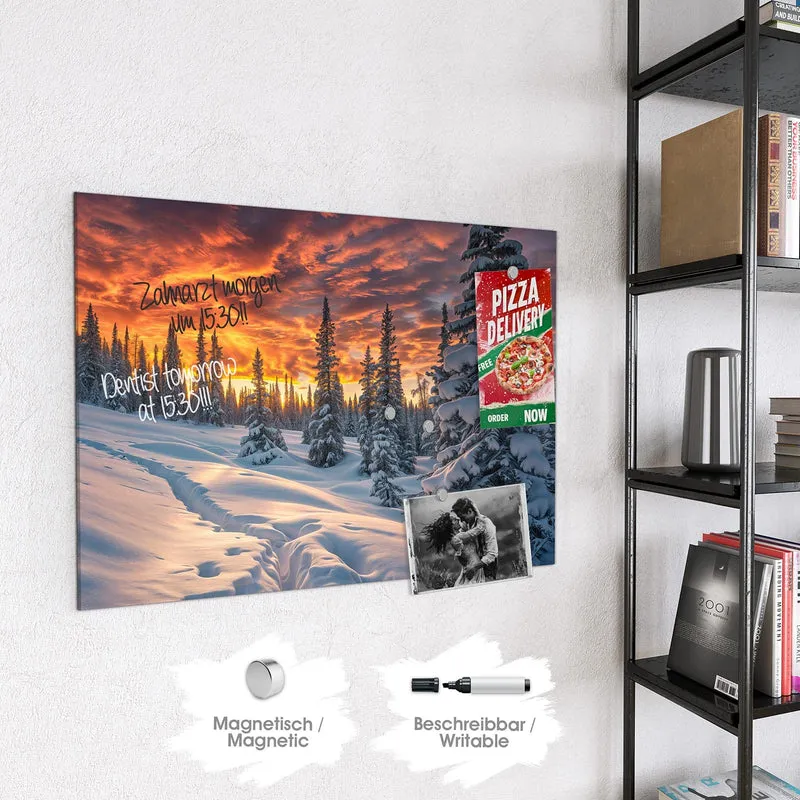 Magnettafel - Schneewehen im Abendrot