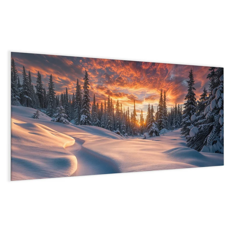 Magnettafel - Roter Himmel über Schnee