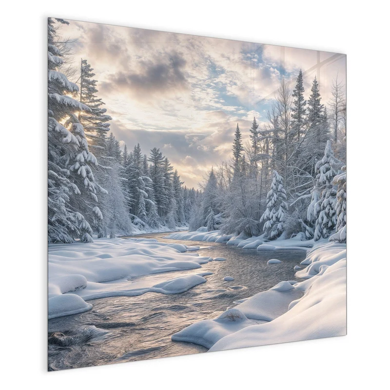 Magnettafel - Verschneiter Flusslauf