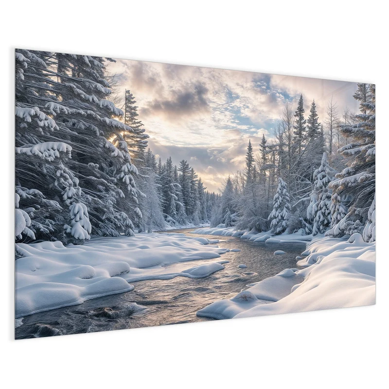 Magnettafel - Verschneiter Flusslauf