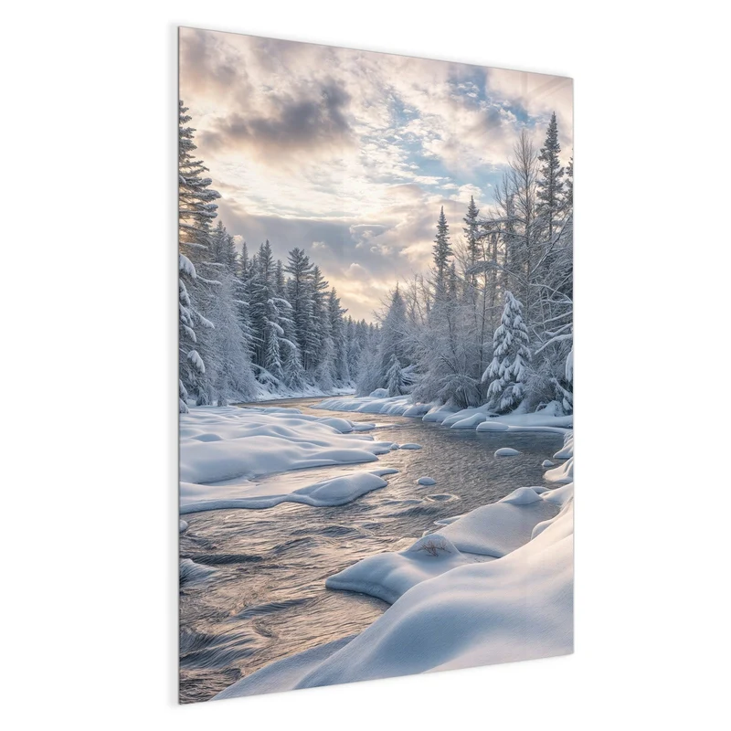 Magnettafel - Verschneiter Flusslauf
