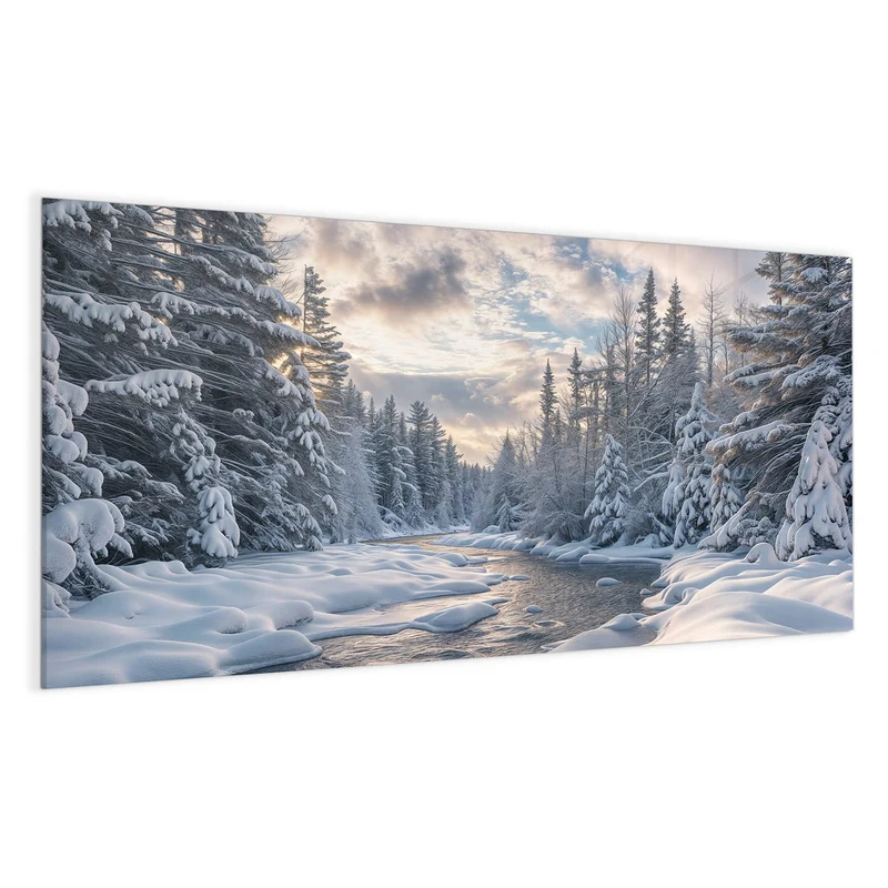 Magnettafel - Verschneiter Flusslauf