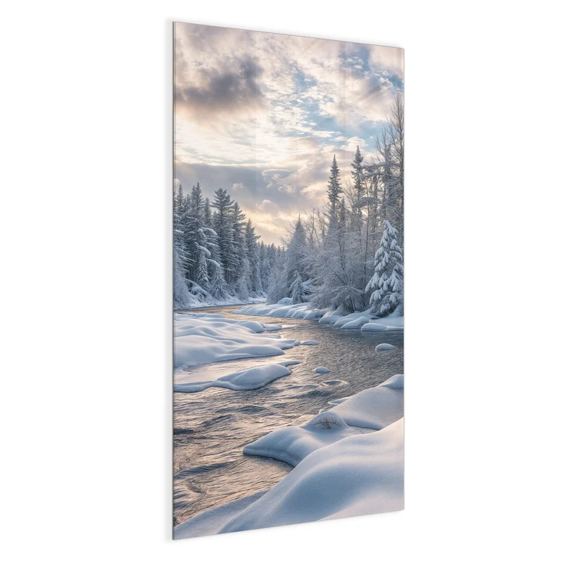 Magnettafel - Verschneiter Flusslauf
