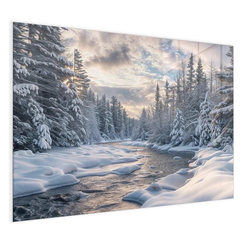 Magnettafel - Verschneiter Flusslauf