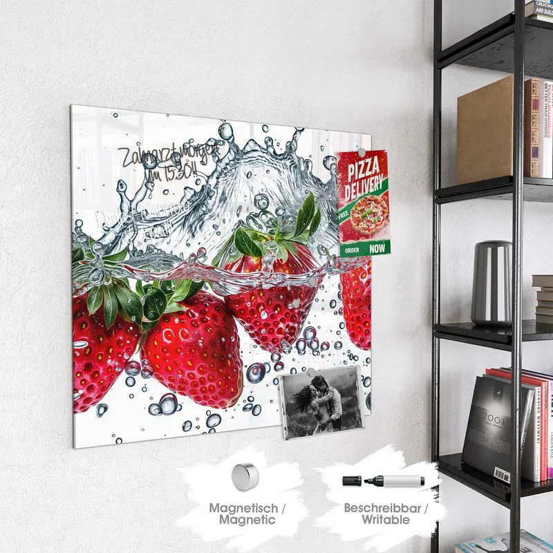 Magnettafel - Spritzige Erdbeeren