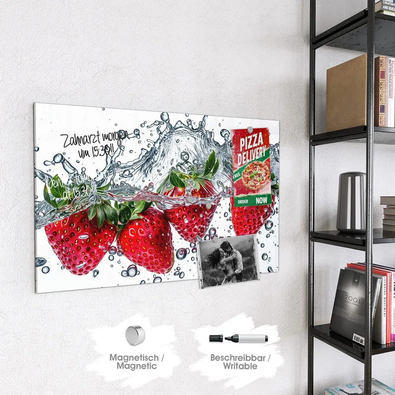 Magnettafel - Spritzige Erdbeeren