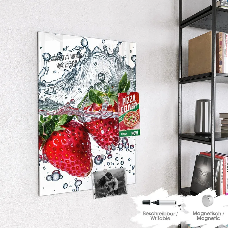 Magnettafel - Spritzige Erdbeeren